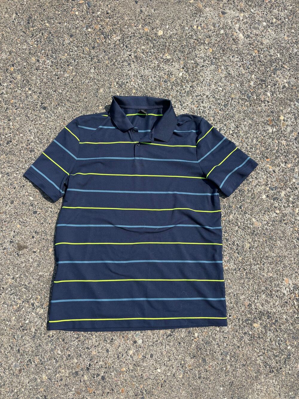 Oakley Men's Striped Golf Polo Navy Blue